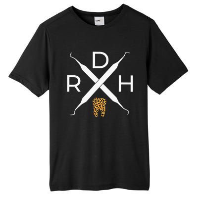 Rdh Scaler Logo With Leopard Print Tooth Dental Hygienist Tall Fusion ChromaSoft Performance T-Shirt