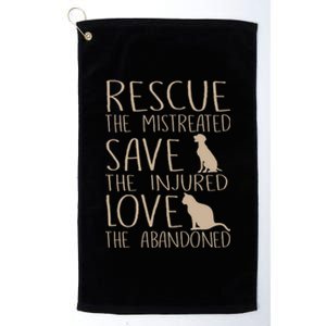 Rescue Save Love Cute Animal Rescue Dog Cat Lovers Platinum Collection Golf Towel