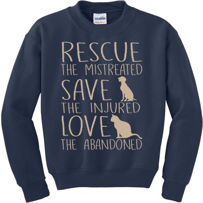 Rescue Save Love Cute Animal Rescue Dog Cat Lovers Kids Sweatshirt