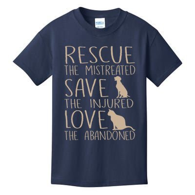 Rescue Save Love Cute Animal Rescue Dog Cat Lovers Kids T-Shirt