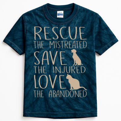 Rescue Save Love Cute Animal Rescue Dog Cat Lovers Kids Tie-Dye T-Shirt