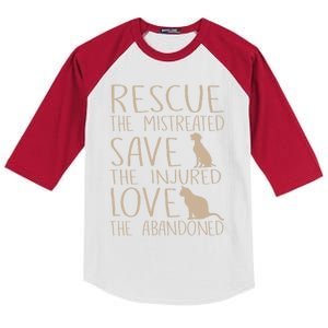 Rescue Save Love Cute Animal Rescue Dog Cat Lovers Kids Colorblock Raglan Jersey