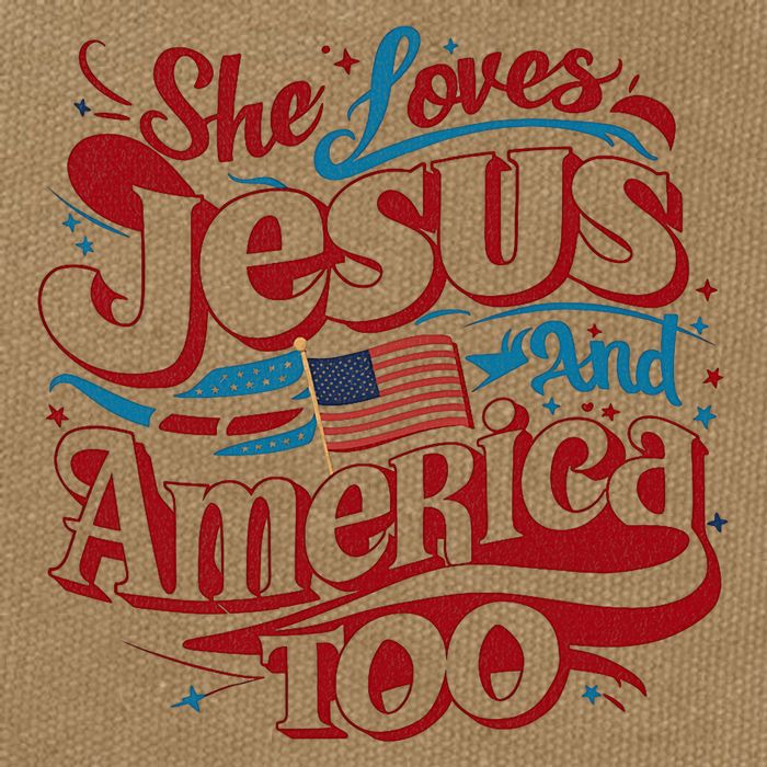 Retro She Loves Jesus And America Too 4th Of July Usa Cotton Canvas Backpack