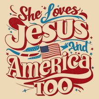 Retro She Loves Jesus And America Too 4th Of July Usa Drawstring Bag