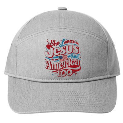 Retro She Loves Jesus And America Too 4th Of July Usa 7-Panel Snapback Hat