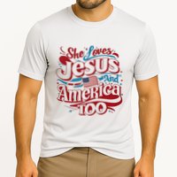 Retro She Loves Jesus And America Too 4th Of July Usa Cooling Performance Crew T-Shirt