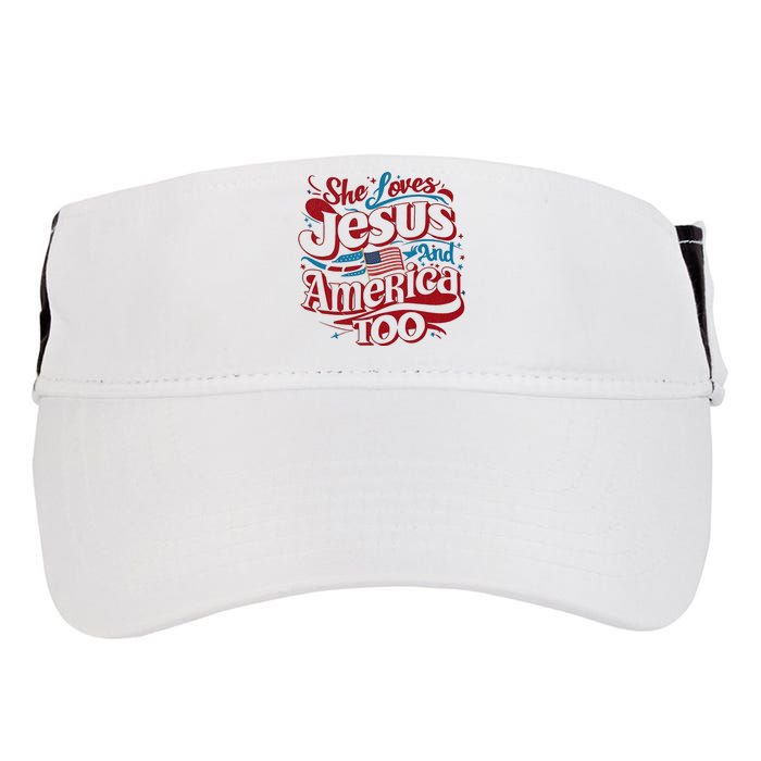 Retro She Loves Jesus And America Too 4th Of July Usa Adult Drive Performance Visor