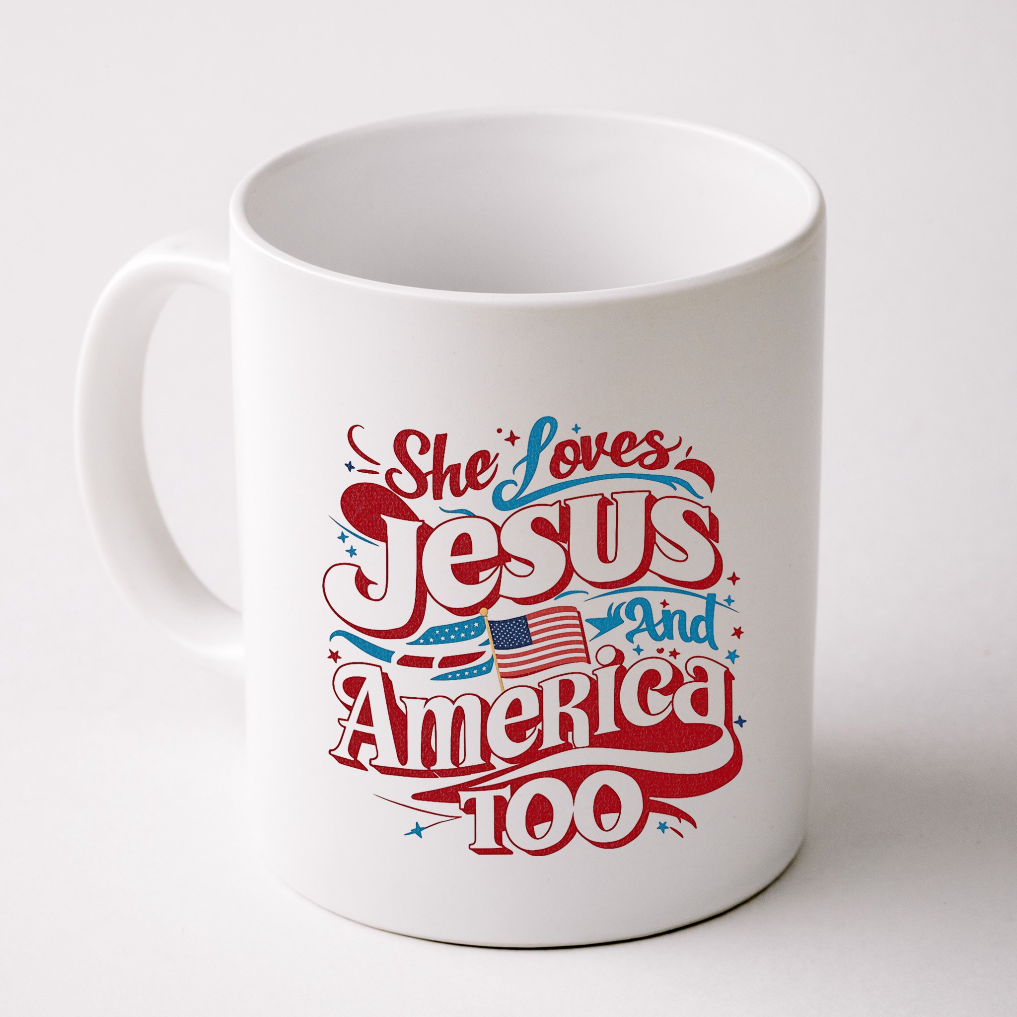 Retro She Loves Jesus And America Too 4th Of July Usa Mug
