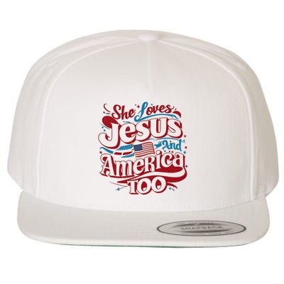Retro She Loves Jesus And America Too 4th Of July Usa Wool Snapback Cap
