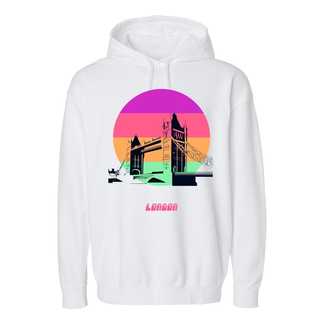 Retro Sun London Bridge Garment-Dyed Fleece Hoodie