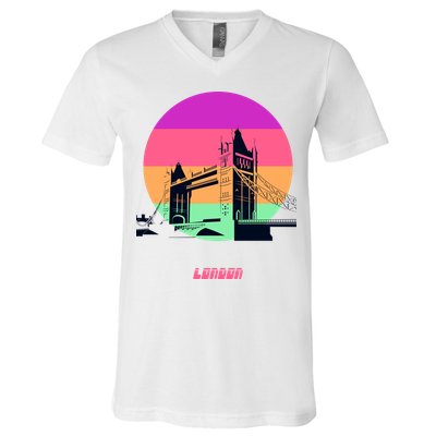 Retro Sun London Bridge V-Neck T-Shirt