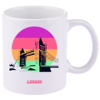 Retro Sun London Bridge 11oz C Handle Ceramic Mug