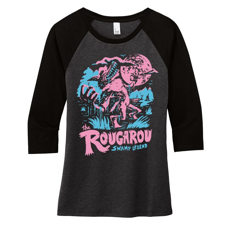 Rougarou Swamp Monster Loop Garu Women's Tri-Blend 3/4-Sleeve Raglan Shirt