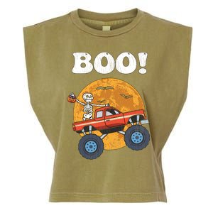 Retro Skeleton Monster Truck Halloween Matching Costume Gift Garment-Dyed Women's Muscle Tee