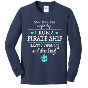 Retro Some Moms Run A Tight Ship Pirate Mama Mother's Day Kids Long Sleeve Shirt