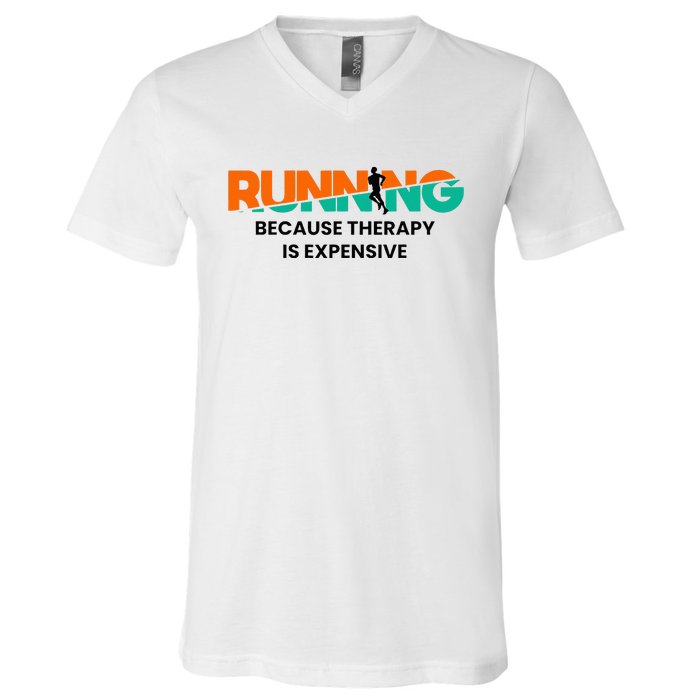 Running Sports Marathon Sprinting Funny Running V-Neck T-Shirt