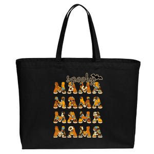 Retro Spooky Mama Thanksgiving Halloween Costume Mom Gift Cotton Canvas Jumbo Tote