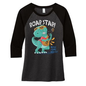 Roar Star Make Some Noise Cute Women's Tri-Blend 3/4-Sleeve Raglan Shirt