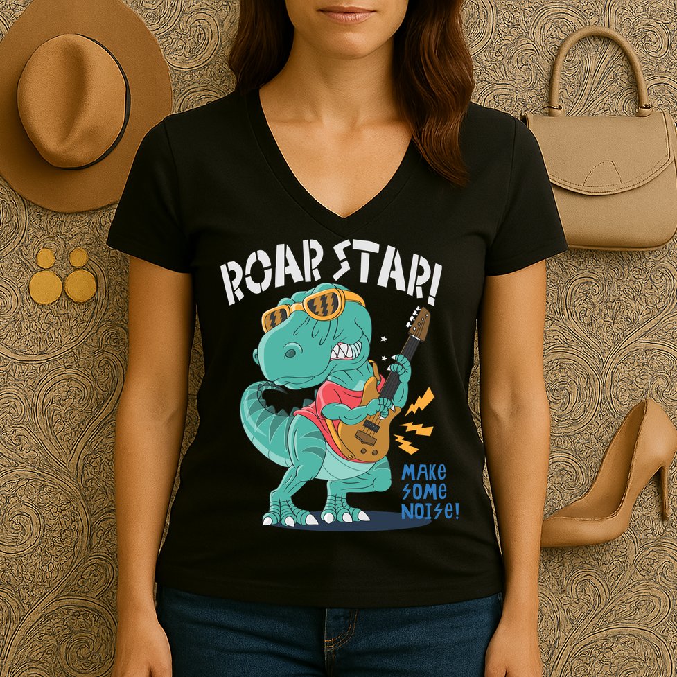 Roar Star Make Some Noise Cute Women's V-Neck T-Shirt