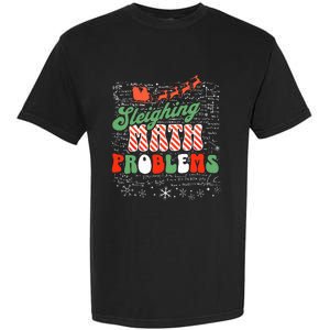 Retro Sleighing Math Problems Santa Math Teacher Christmas Garment-Dyed Heavyweight T-Shirt