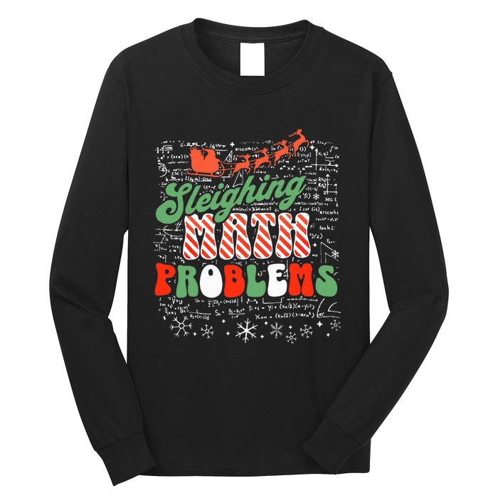 Retro Sleighing Math Problems Santa Math Teacher Christmas Long Sleeve Shirt