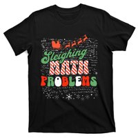 Retro Sleighing Math Problems Santa Math Teacher Christmas T-Shirt