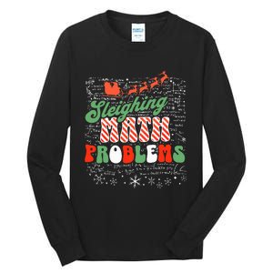 Retro Sleighing Math Problems Santa Math Teacher Christmas Tall Long Sleeve T-Shirt