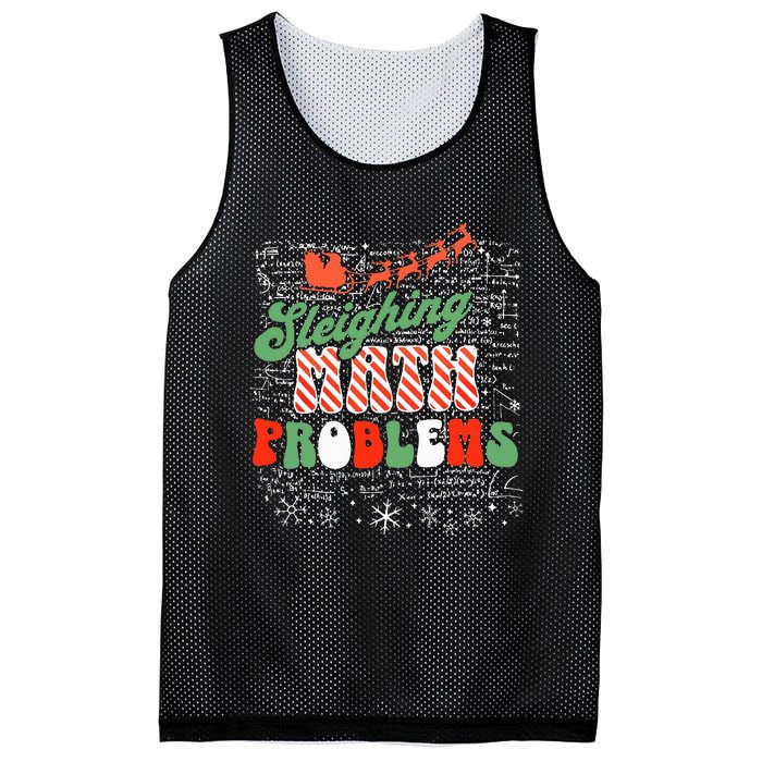 Retro Sleighing Math Problems Santa Math Teacher Christmas Mesh Reversible Basketball Jersey Tank