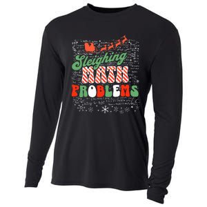 Retro Sleighing Math Problems Santa Math Teacher Christmas Cooling Performance Long Sleeve Crew