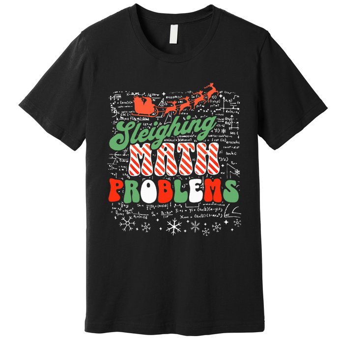 Retro Sleighing Math Problems Santa Math Teacher Christmas Premium T-Shirt