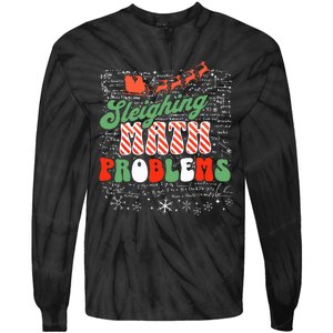 Retro Sleighing Math Problems Santa Math Teacher Christmas Tie-Dye Long Sleeve Shirt