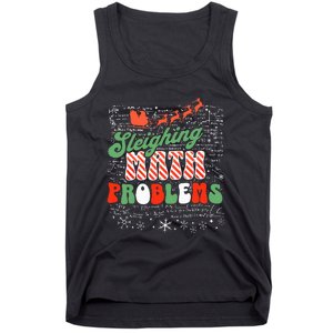 Retro Sleighing Math Problems Santa Math Teacher Christmas Tank Top