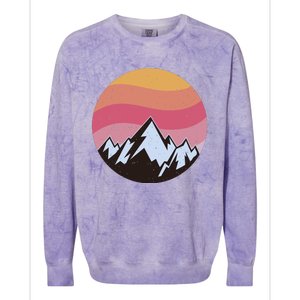 Retro Sunset Mountain Colorblast Crewneck Sweatshirt