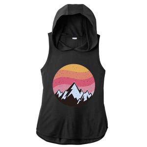 Retro Sunset Mountain Ladies PosiCharge Tri-Blend Wicking Draft Hoodie Tank