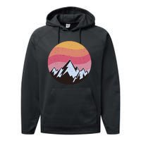 Retro Sunset Mountain Performance Fleece Hoodie