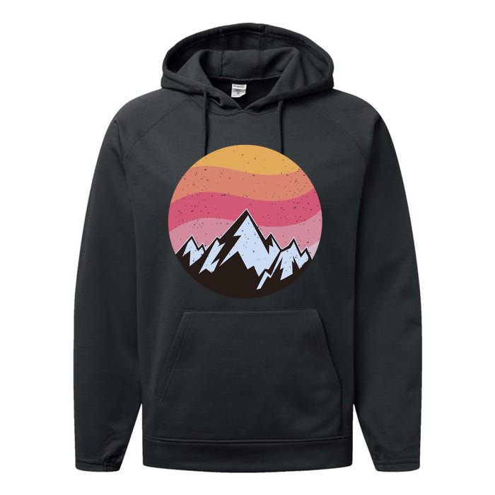 Retro Sunset Mountain Performance Fleece Hoodie