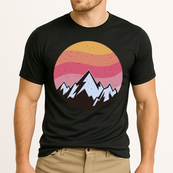 Retro Sunset Mountain Cooling Performance Crew T-Shirt