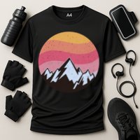 Retro Sunset Mountain Cooling Performance Crew T-Shirt