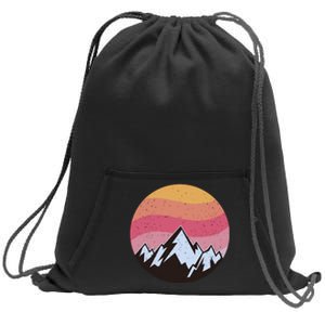 Retro Sunset Mountain Sweatshirt Cinch Pack Bag