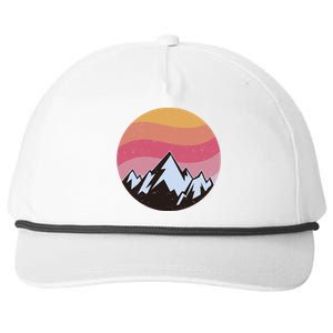 Retro Sunset Mountain Snapback Five-Panel Rope Hat