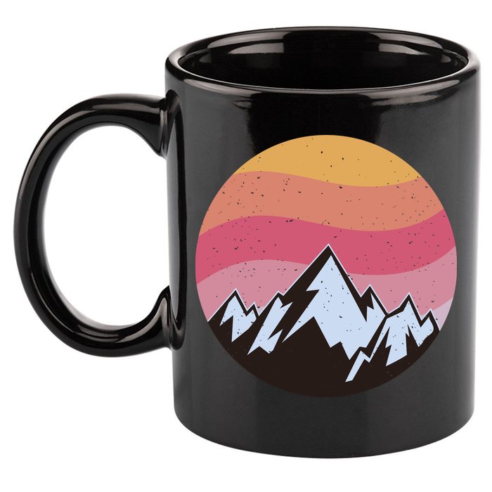 Retro Sunset Mountain 11oz C Handle Ceramic Mug