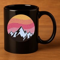 Retro Sunset Mountain 11oz C Handle Ceramic Mug
