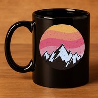 Retro Sunset Mountain 11oz C Handle Ceramic Mug