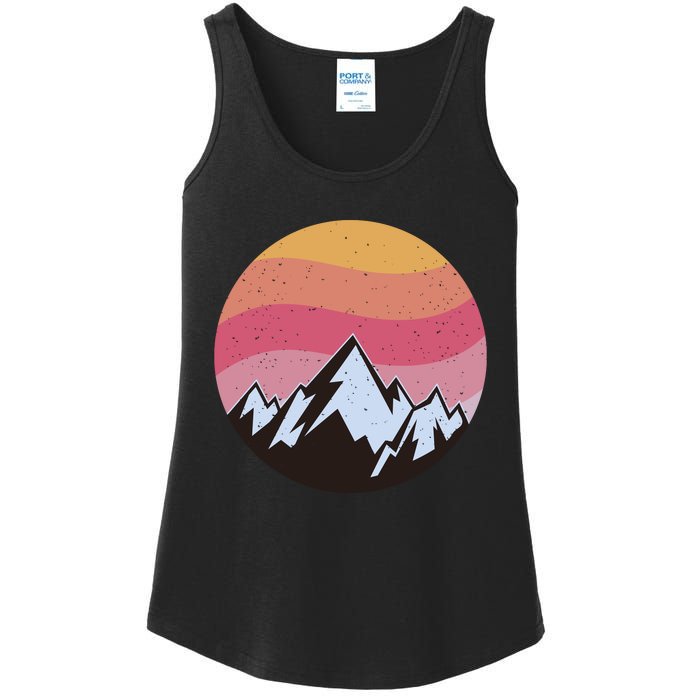 Retro Sunset Mountain Ladies Essential Tank