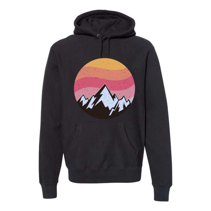 Retro Sunset Mountain Premium Hoodie