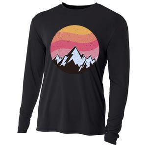 Retro Sunset Mountain Cooling Performance Long Sleeve Crew