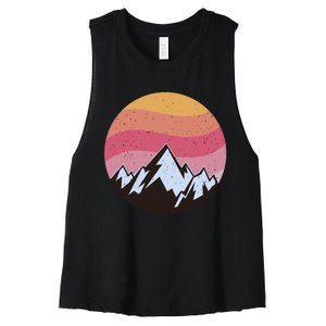 Retro Sunset Mountain Women's Racerback Cropped Tank