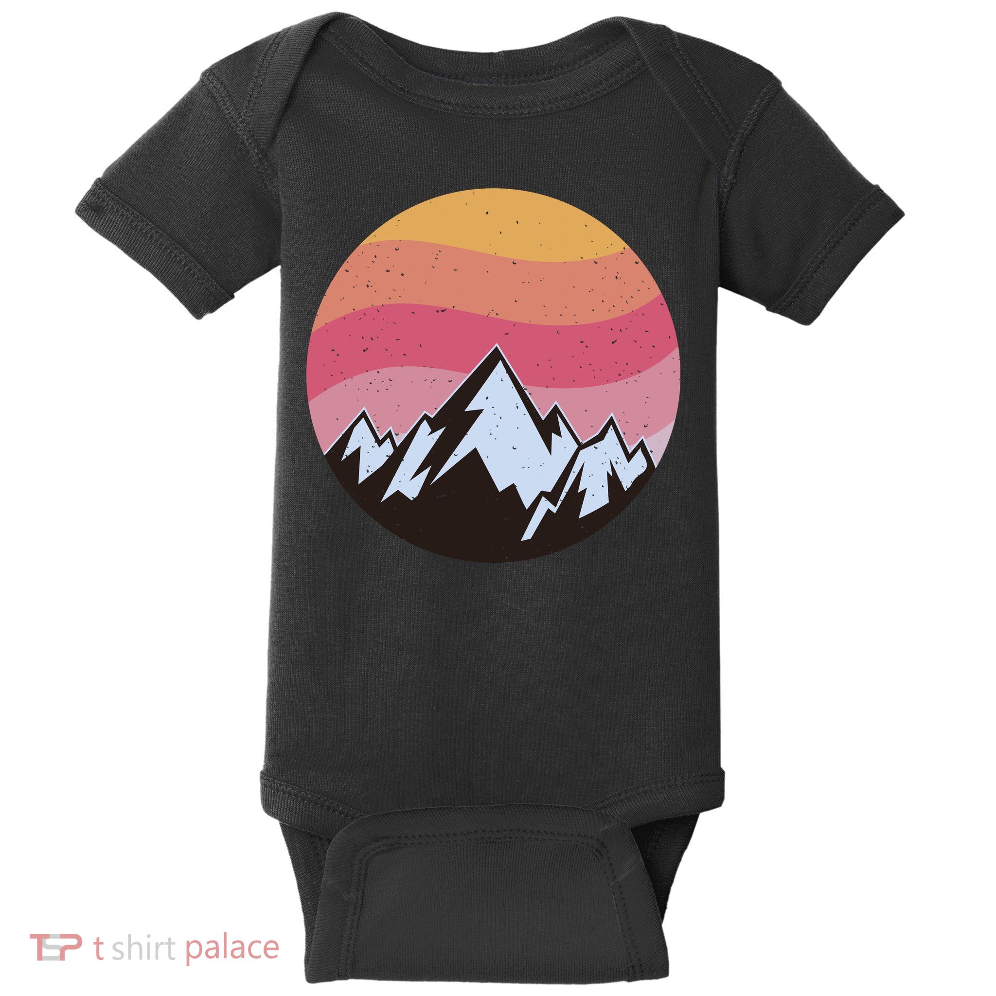 Retro Sunset Mountain Baby Bodysuit