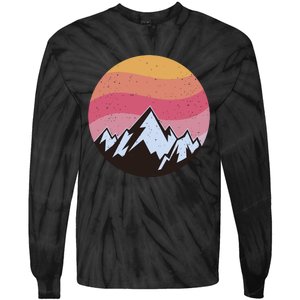 Retro Sunset Mountain Tie-Dye Long Sleeve Shirt