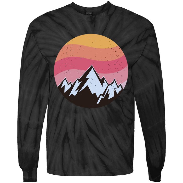 Retro Sunset Mountain Tie-Dye Long Sleeve Shirt